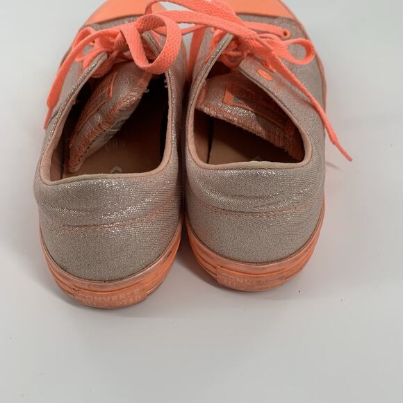 Converse All Star Sparkly Neon Low Top Sneakers Size 6 Juniors Big Kids Orange - Picture 3 of 8